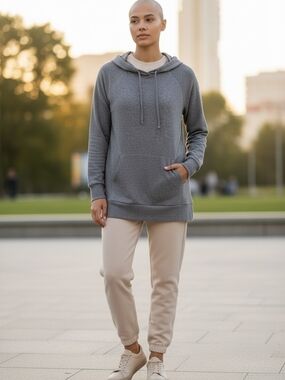 Dakini Gray Cowl-Neck Pullover Hoodie